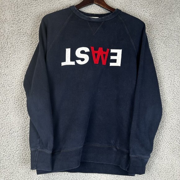 Wood Wood EAAST Logo Sweatshirt Embroidered Cotton Crewneck SMALL / MEDIUM - Picture 1 of 5